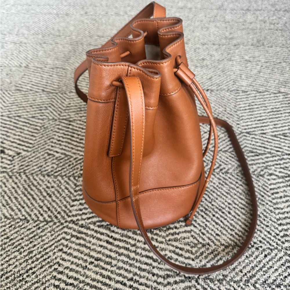 Jenni Kayne Leather Mini Drawstring Bucket Bag in Saddle - Picture 6 of 14